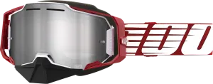 100% Armega Snow Goggles - Oversized Red - Silver Mirror 50008-00006