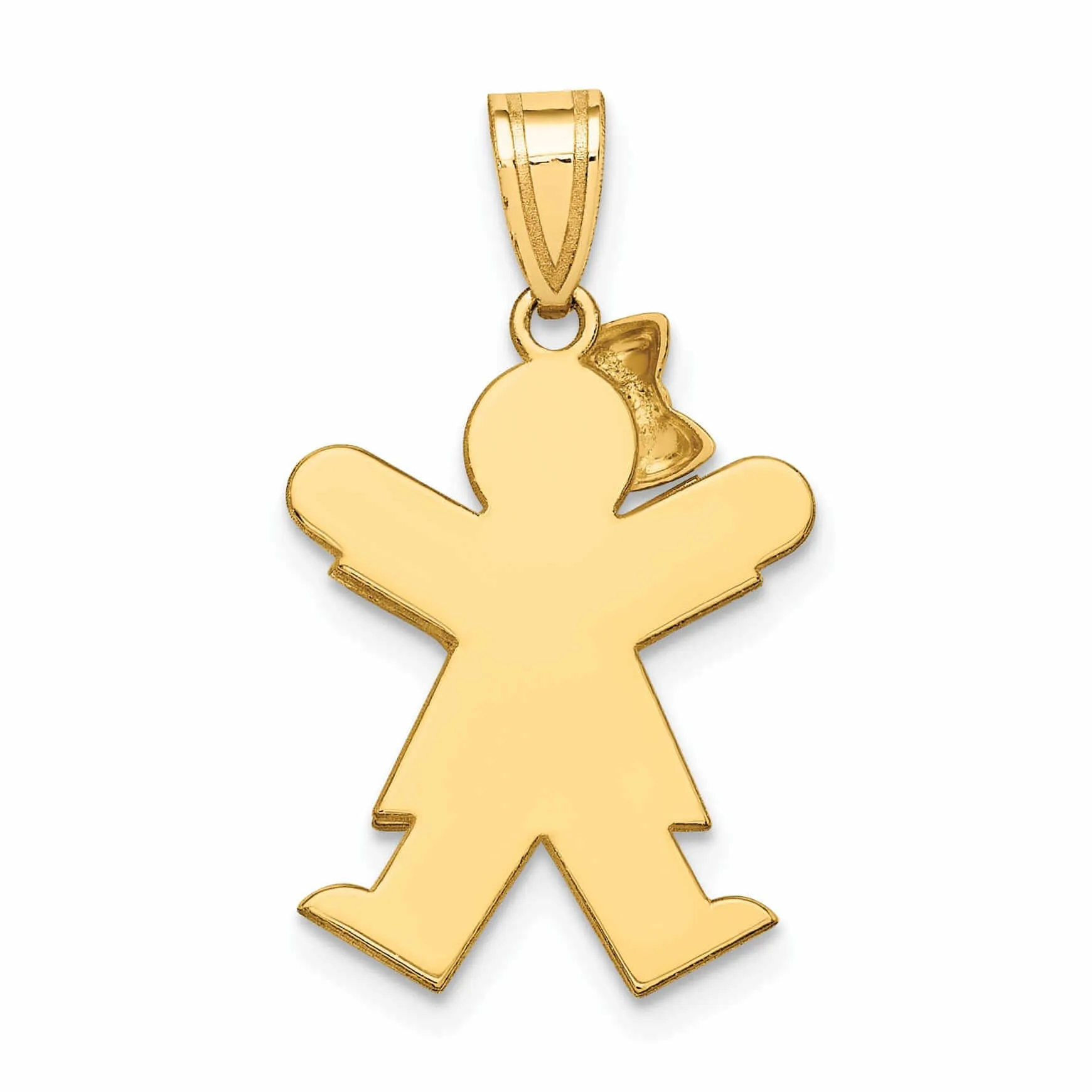 14 Two-tone Polished Small Girl With Bow Joy Charm