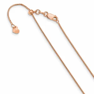 14k Rose Gold Adjustable .8mm Box Chain