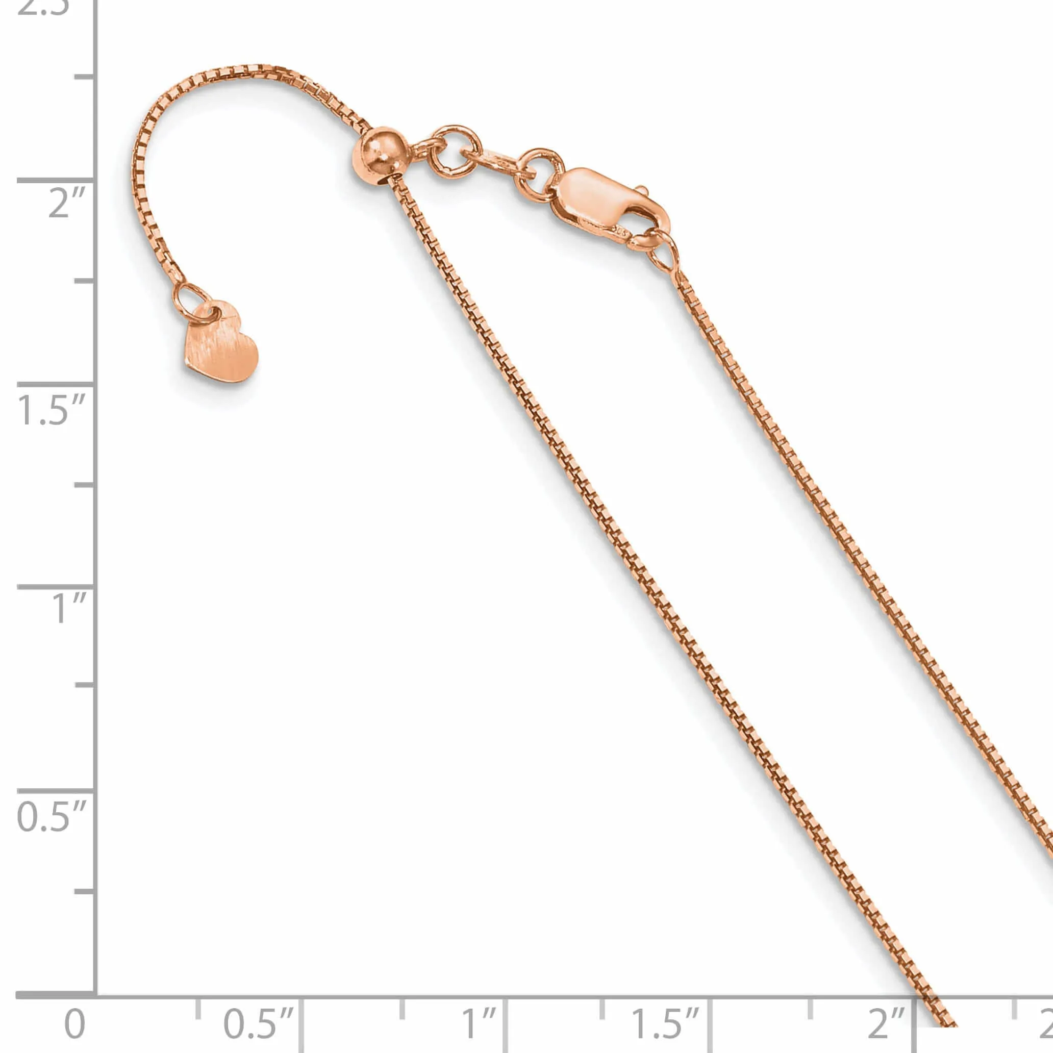 14k Rose Gold Adjustable .8mm Box Chain