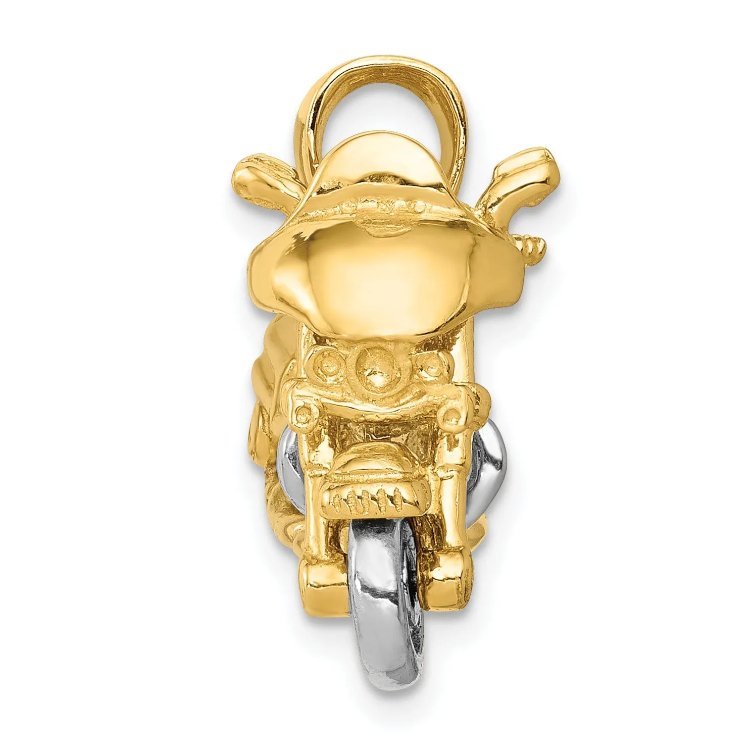 14k Two-tone 3-Dimensional Motorcycle Pendant