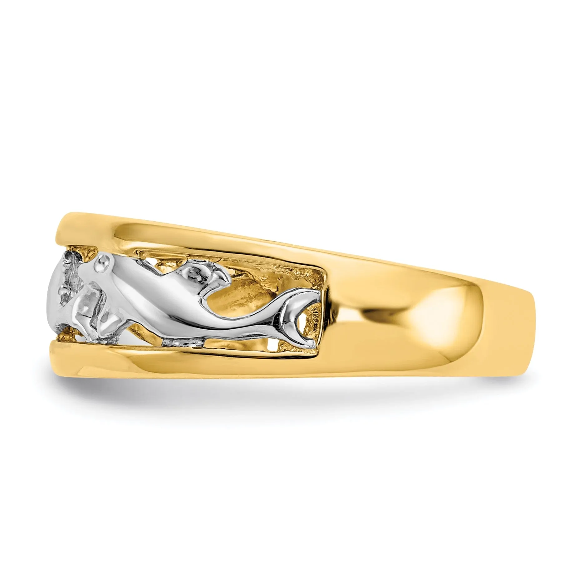 14k Two Tone Gold Dolphin Ring