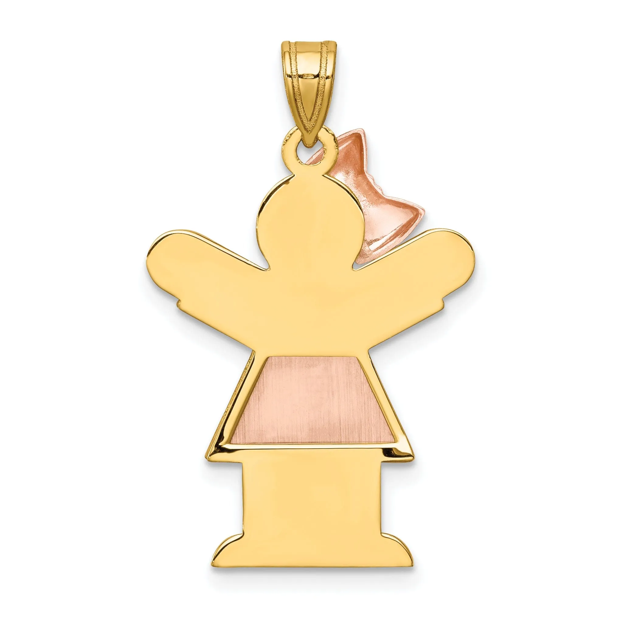 14k Two-tone Polished Large Girl Bow Love Charm