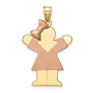14k Two-tone Polished Large Girl Bow Love Charm