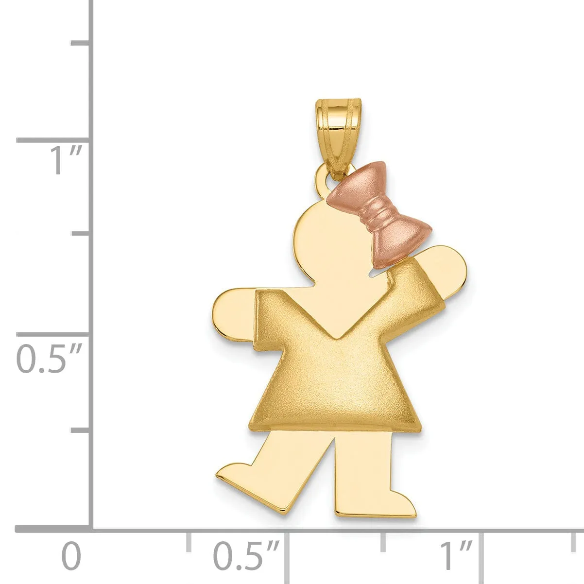 14k Two-tone Puffed Girl With Bow Kiss Charm