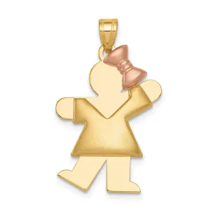 14k Two-tone Puffed Girl With Bow Kiss Charm