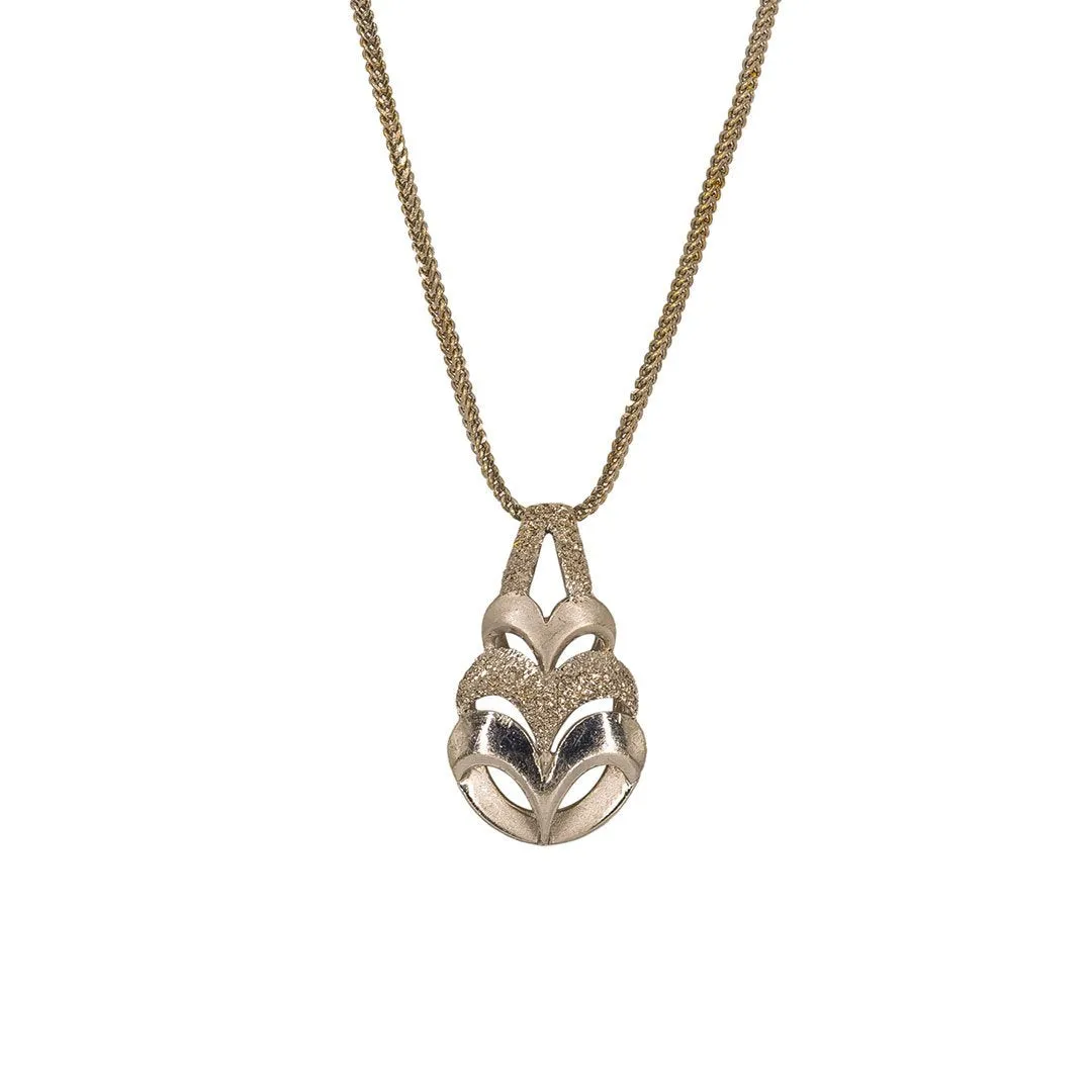 22K White Gold Pendant W/ Layered Curve Design