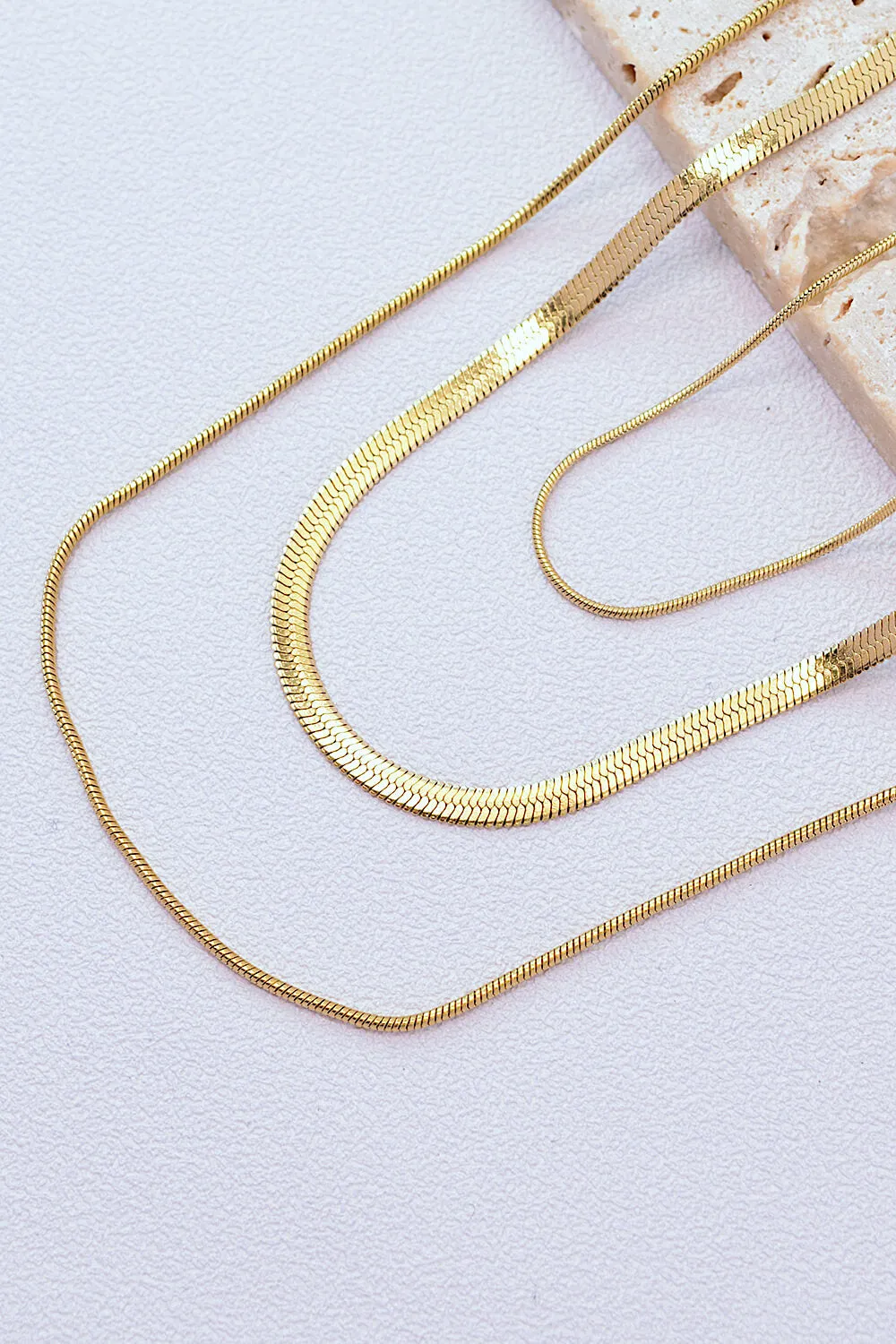 Adoration Triple-Layered Snake Chain Necklace