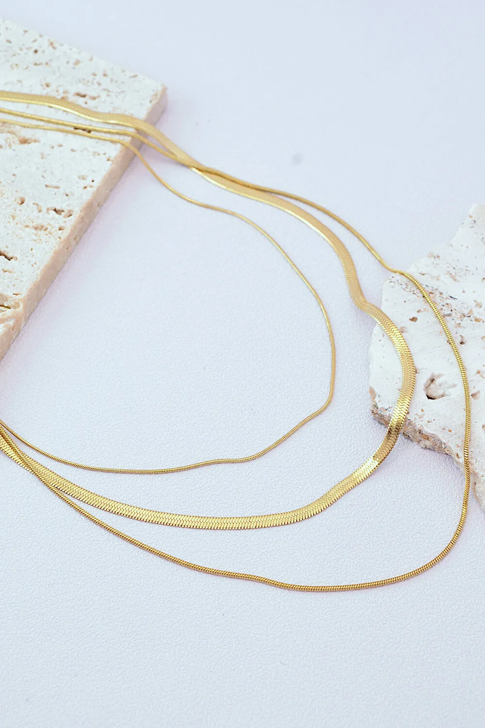Adoration Triple-Layered Snake Chain Necklace