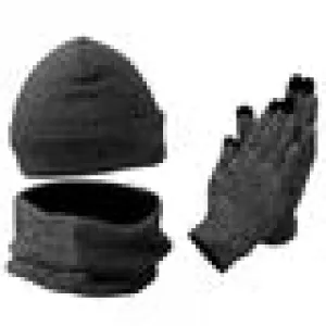 Alcaeus Winter Beanie Hat Scarf Touchscreen Gloves Set, Beanie Gloves Neck Warmer Set for Men and Women (Medium Gray)
