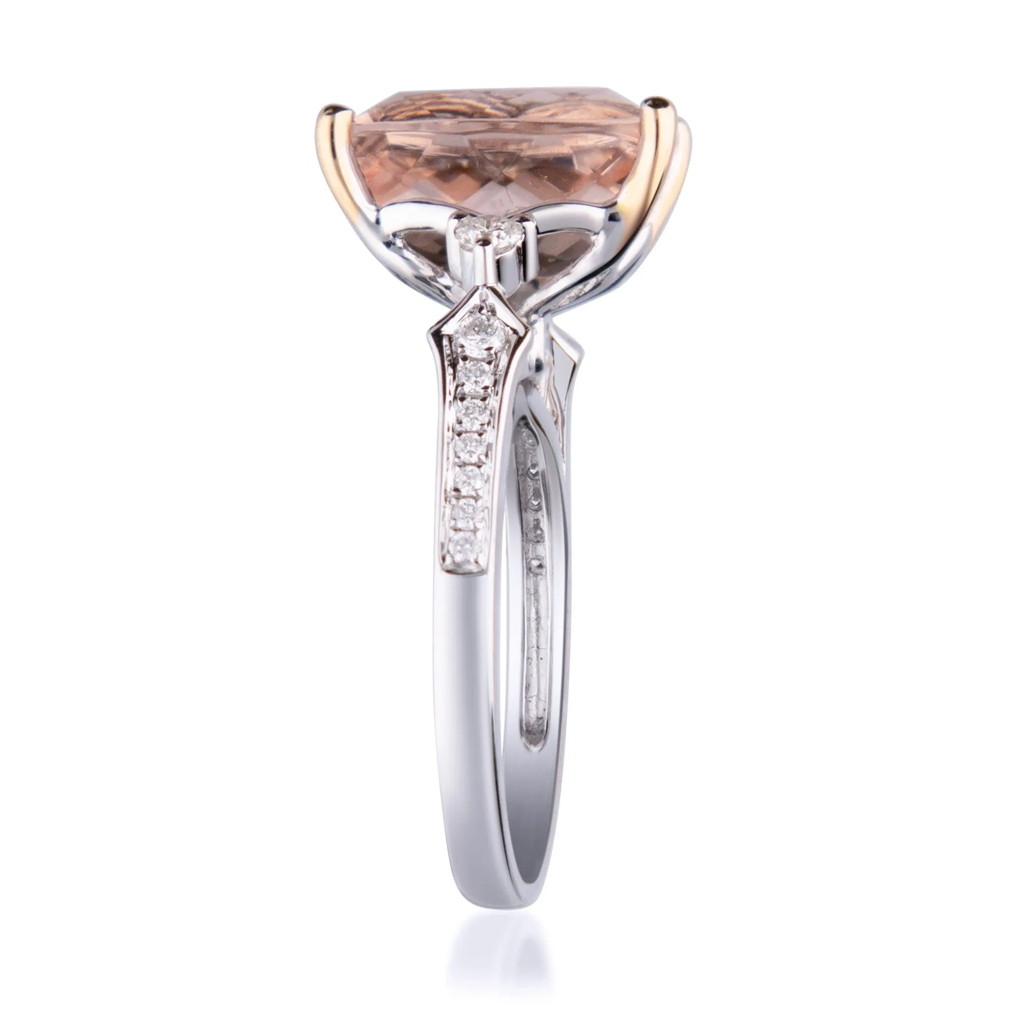 August 14K Two-Tone Gold Cushion-Cut Madagascar Morganite Ring