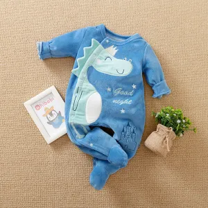 Blue Dinosaur Giraffe Sleep Jumpsuit