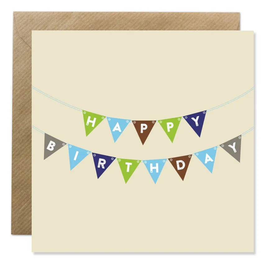 Bold Bunny Happy Birthday Bunting Blue