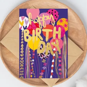 Boujee Happy Birthday Balloons Card
