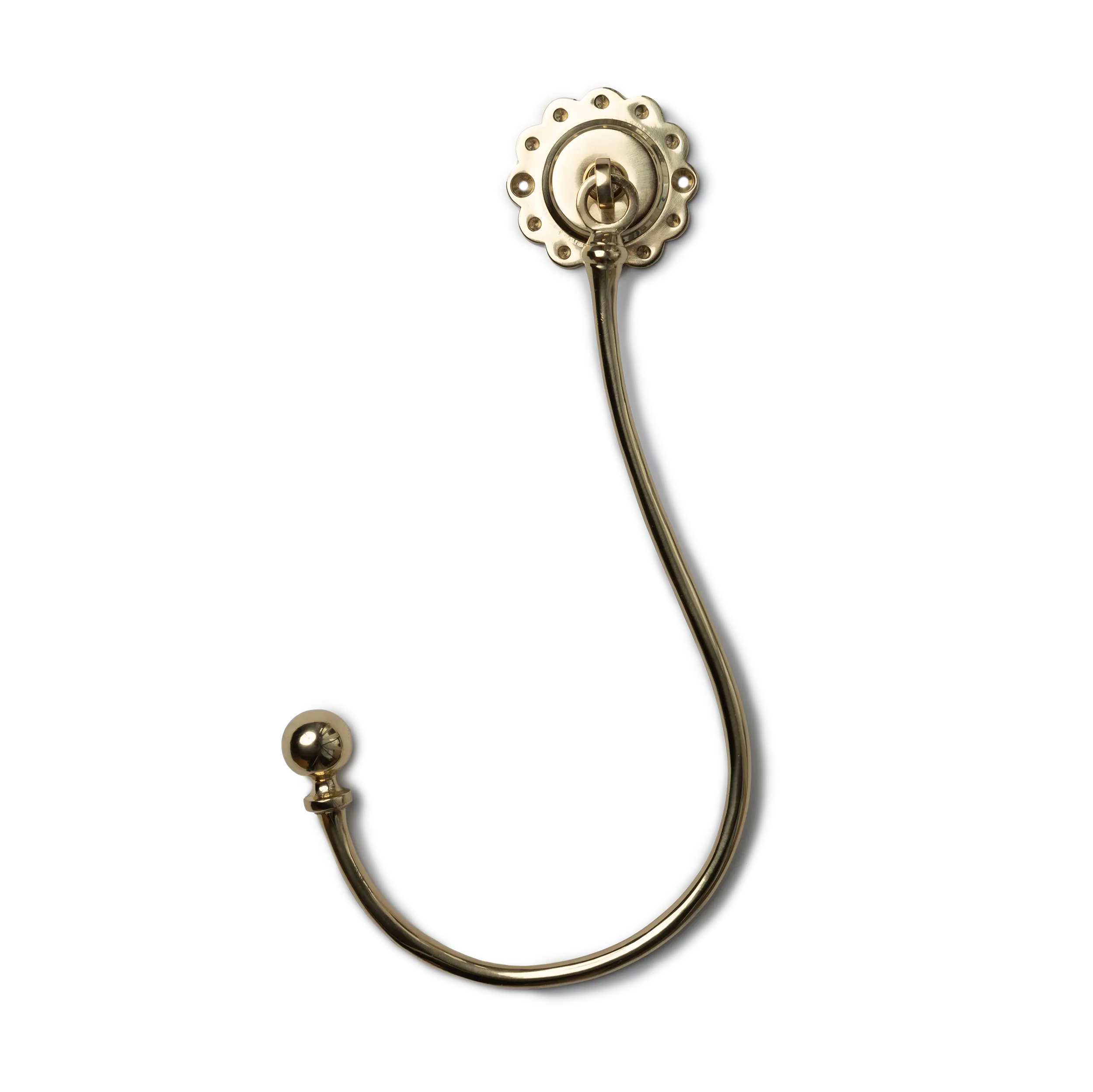 Brass Hinged Scallop Tie Back (Single)