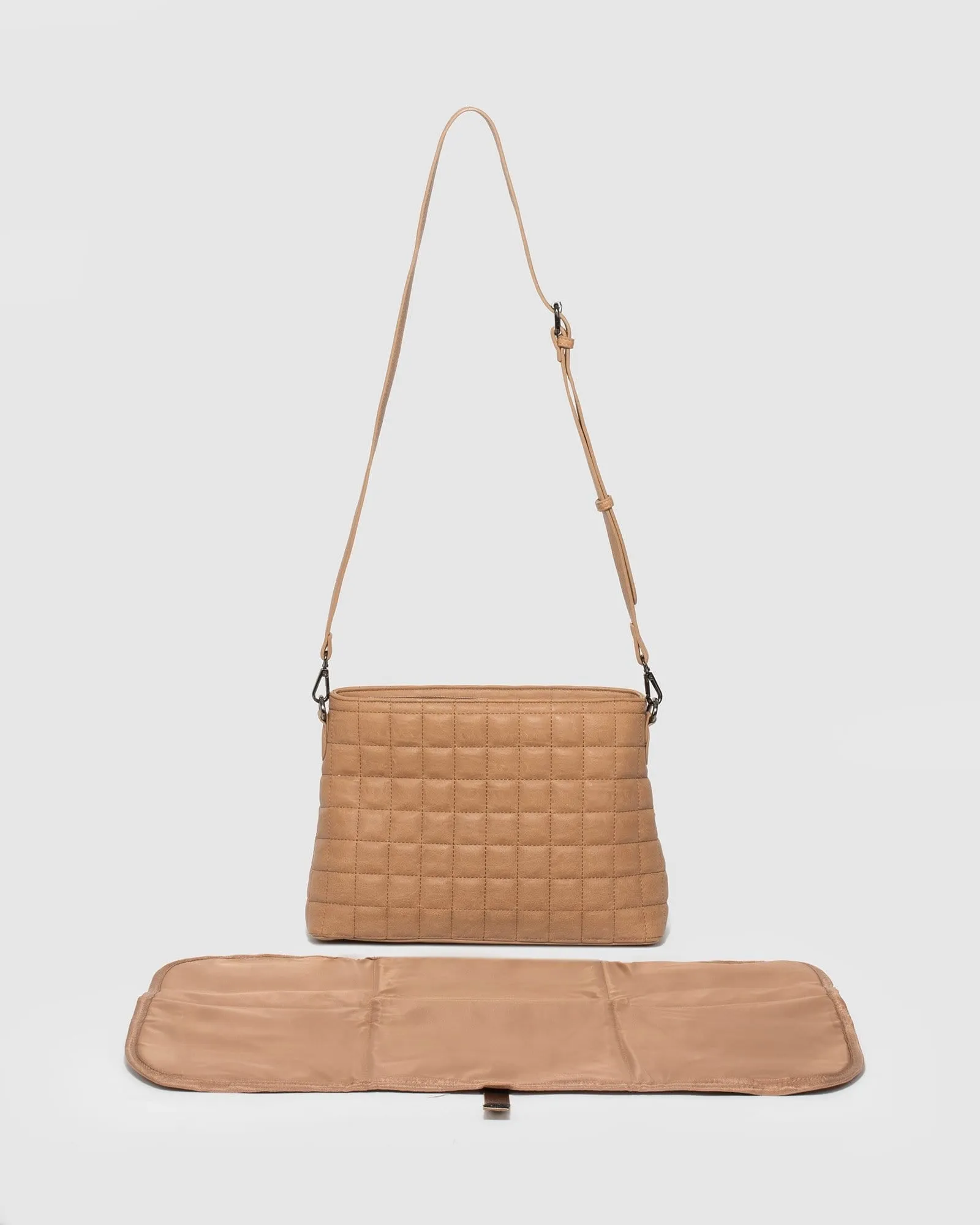 Caramel Small Quilt Crossbody Baby Bag