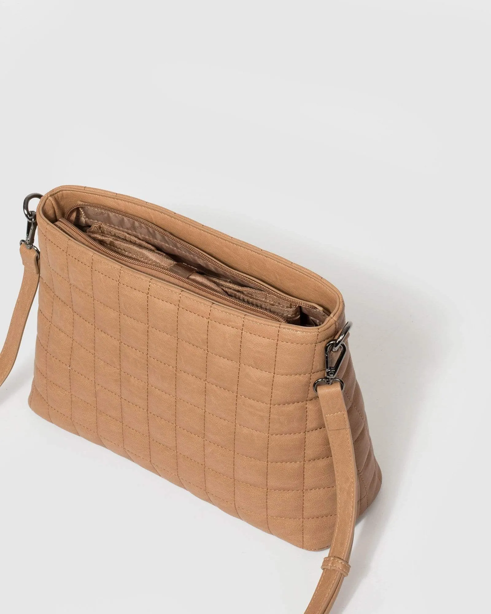 Caramel Small Quilt Crossbody Baby Bag