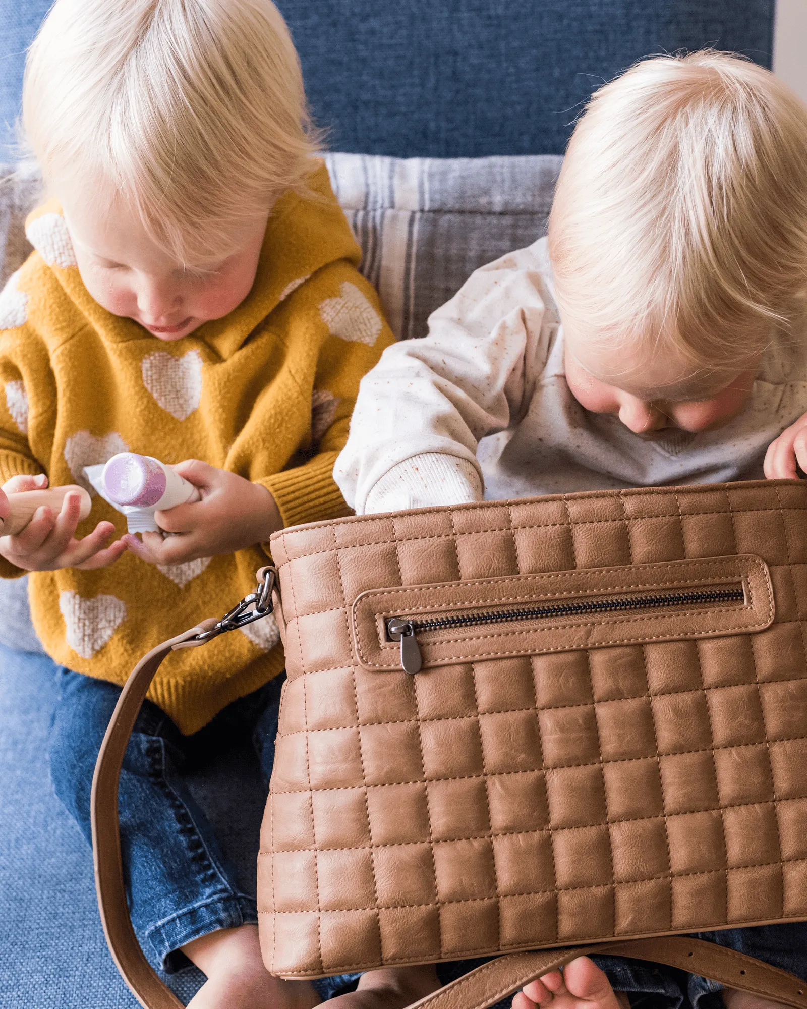 Caramel Small Quilt Crossbody Baby Bag