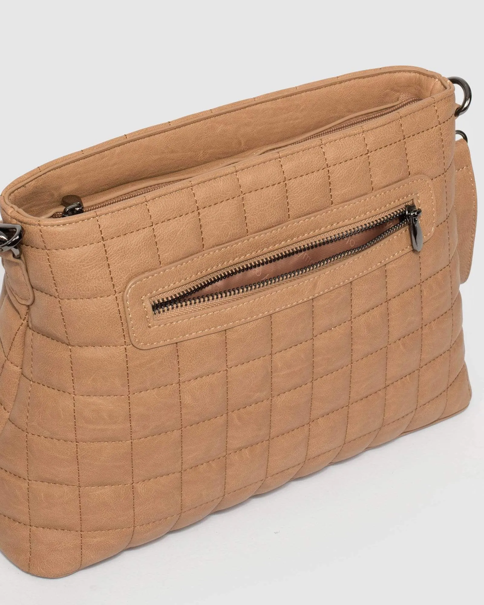 Caramel Small Quilt Crossbody Baby Bag