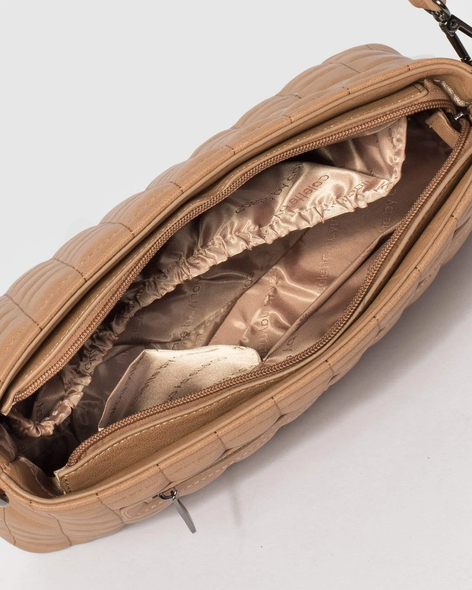 Caramel Small Quilt Crossbody Baby Bag