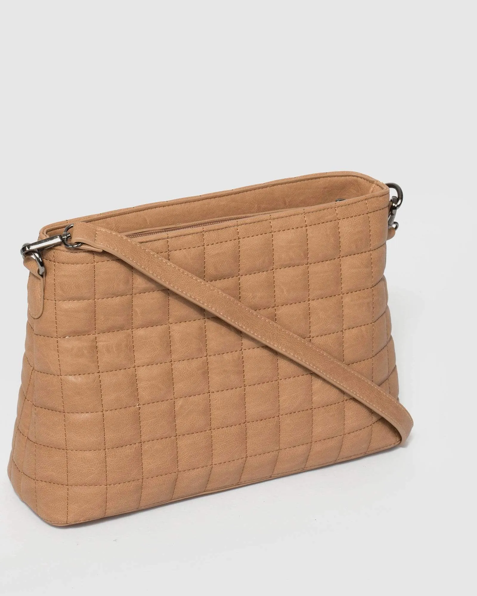 Caramel Small Quilt Crossbody Baby Bag