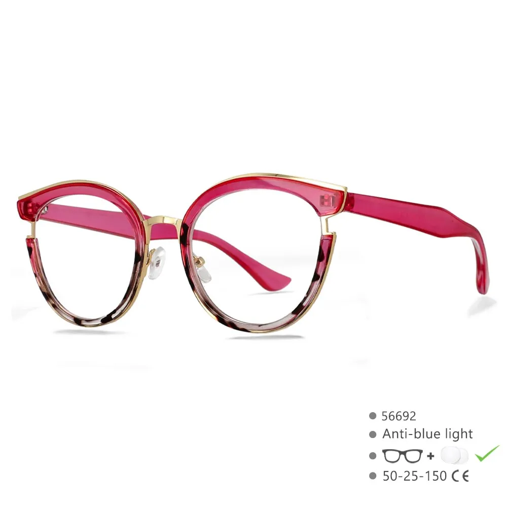 CCspace  Women's Full Rim Cat Eye Tr 90 Titanium Eyeglasses 56692