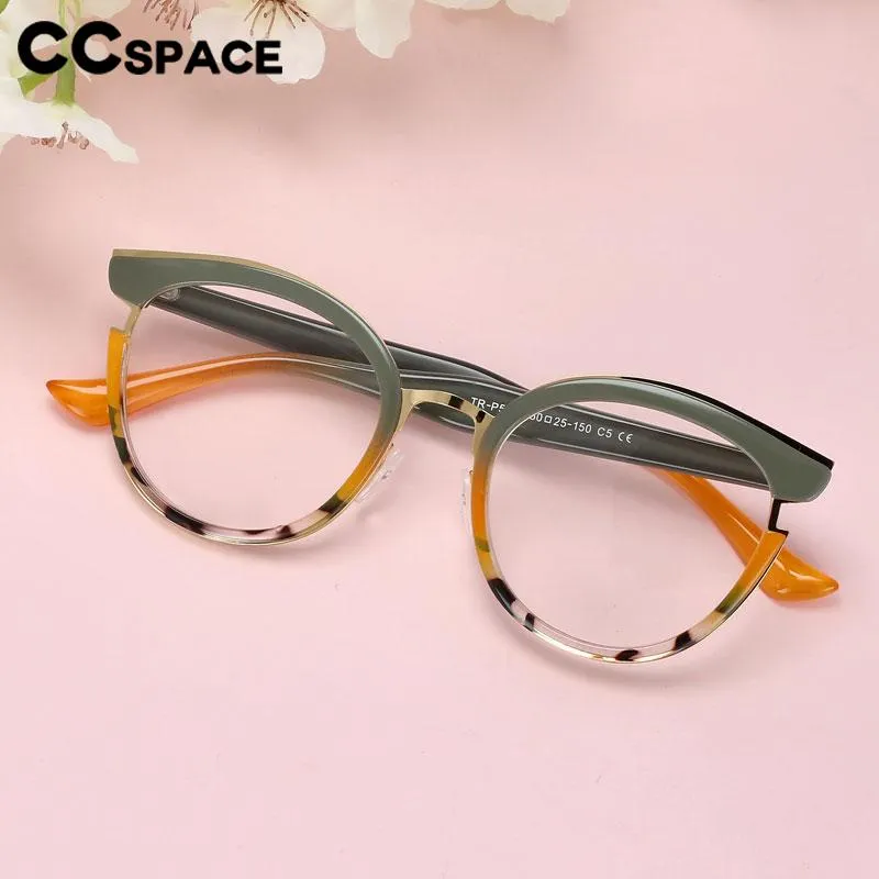 CCspace  Women's Full Rim Cat Eye Tr 90 Titanium Eyeglasses 56692