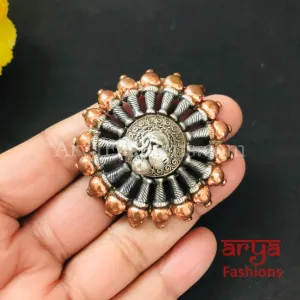 Dual Tone/Oxidized Silver Ring with Rose Gold finish/Statement German Silver Ring