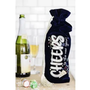 Fill in the Blank - November Velvet Wine Bag - Navy