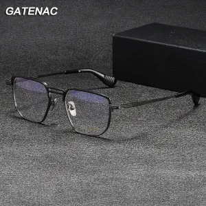 Gatenac Unisex Full Rim Big Square Double Bridge Titanium Eyeglasses Gxyj1068