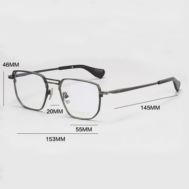Gatenac Unisex Full Rim Big Square Double Bridge Titanium Eyeglasses Gxyj1068