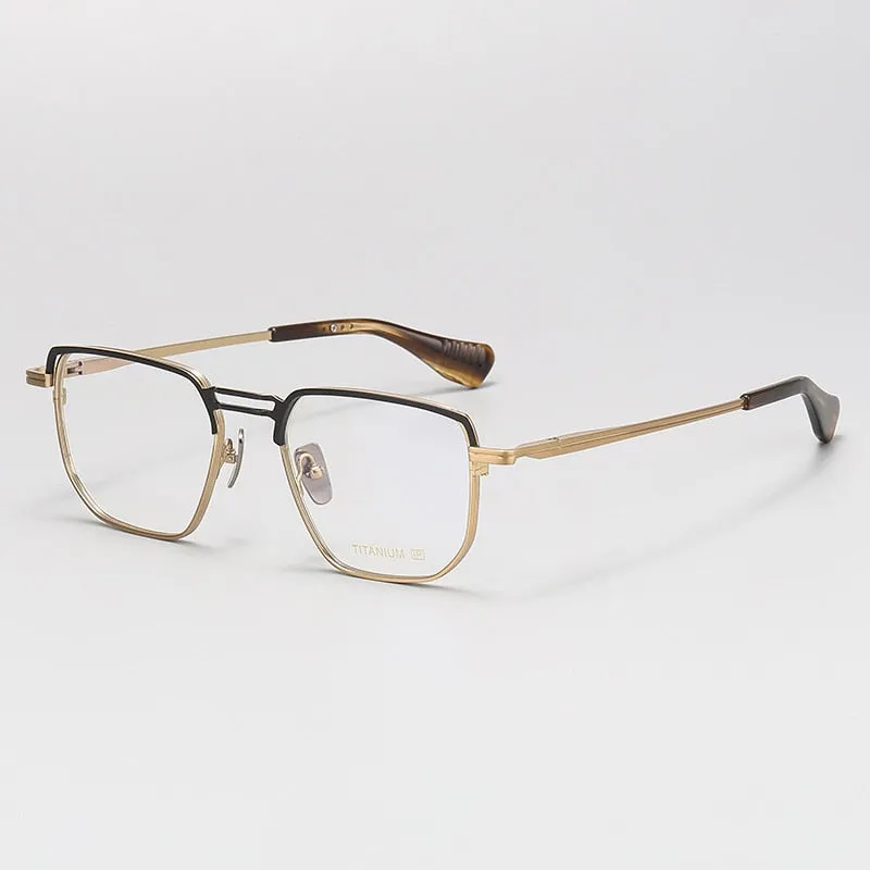 Gatenac Unisex Full Rim Big Square Double Bridge Titanium Eyeglasses Gxyj1068