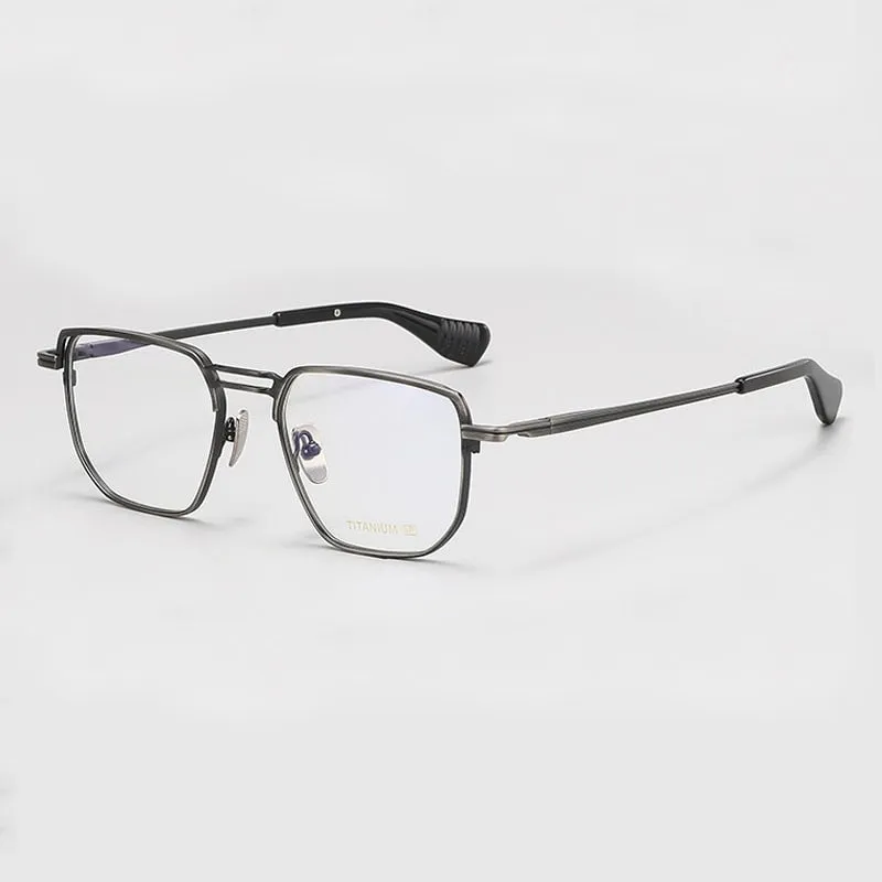 Gatenac Unisex Full Rim Big Square Double Bridge Titanium Eyeglasses Gxyj1068