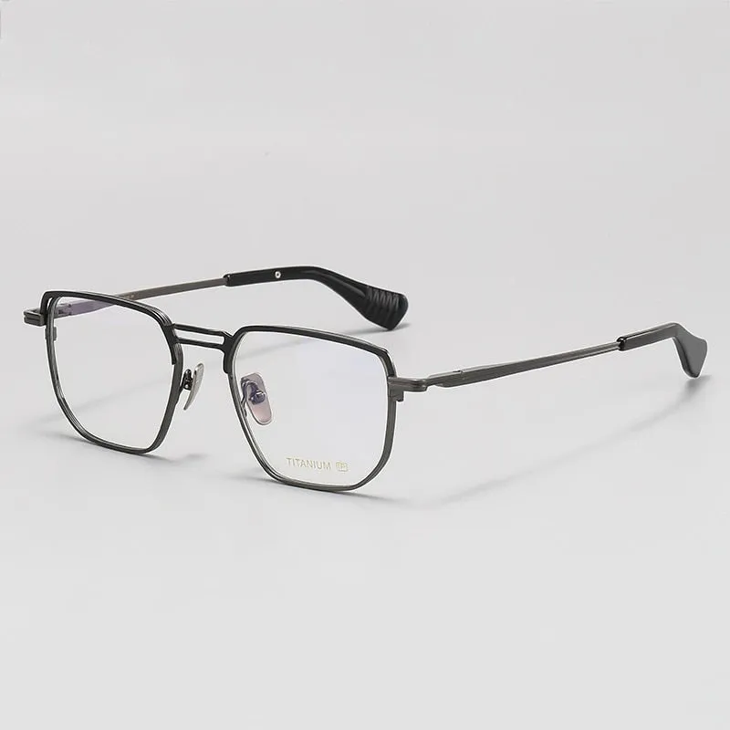 Gatenac Unisex Full Rim Big Square Double Bridge Titanium Eyeglasses Gxyj1068