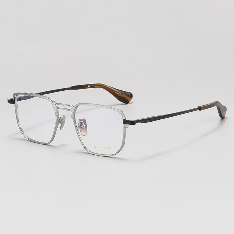 Gatenac Unisex Full Rim Big Square Double Bridge Titanium Eyeglasses Gxyj1068