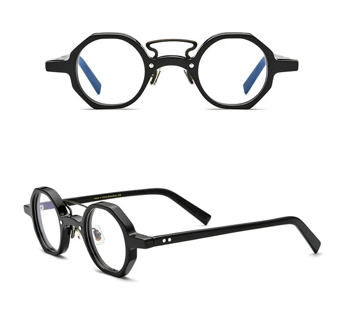 Gatenac Unisex Full Rim Round Acetate Double Bridge Frame Eyeglasses Gxyj706
