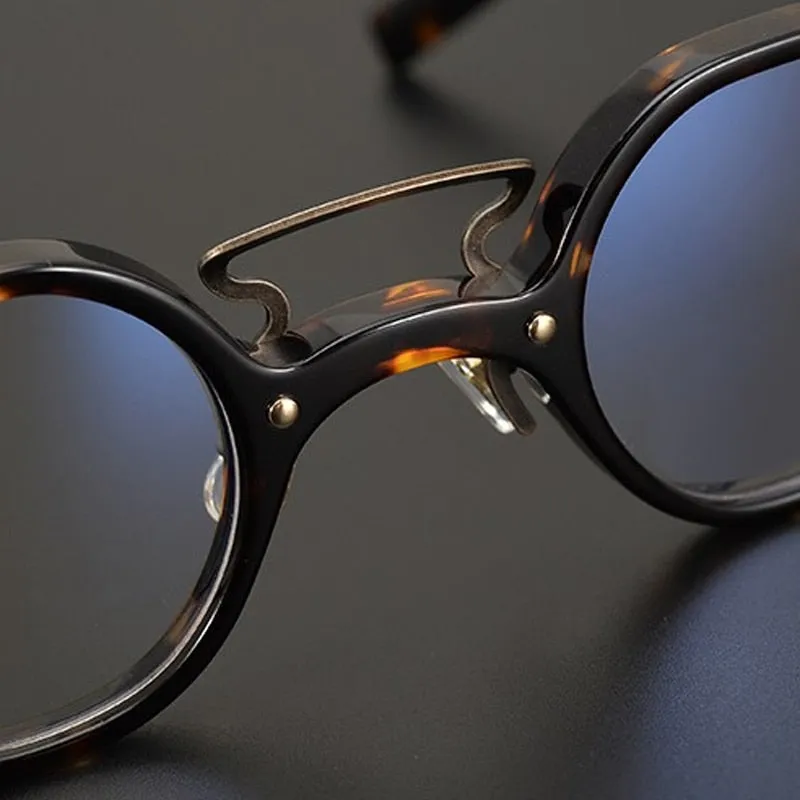 Gatenac Unisex Full Rim Round Acetate Double Bridge Frame Eyeglasses Gxyj706
