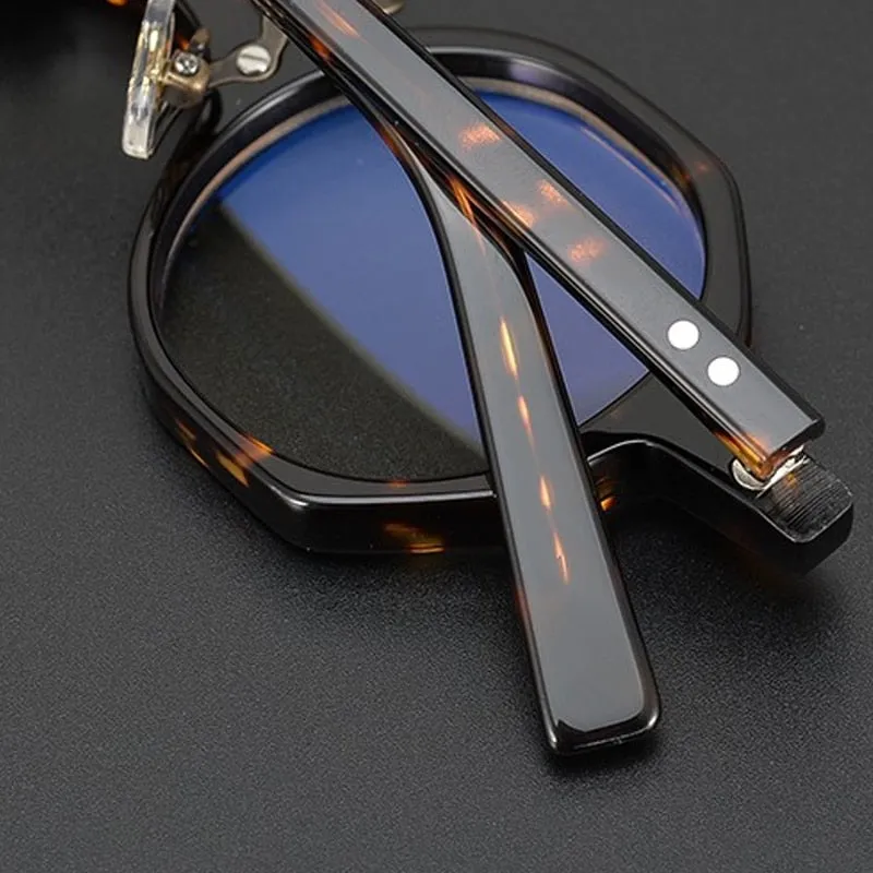 Gatenac Unisex Full Rim Round Acetate Double Bridge Frame Eyeglasses Gxyj706
