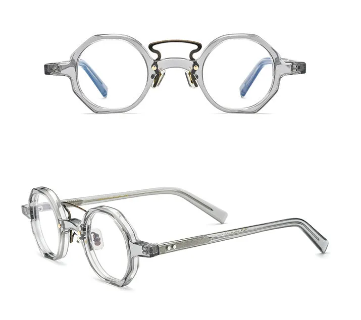 Gatenac Unisex Full Rim Round Acetate Double Bridge Frame Eyeglasses Gxyj706