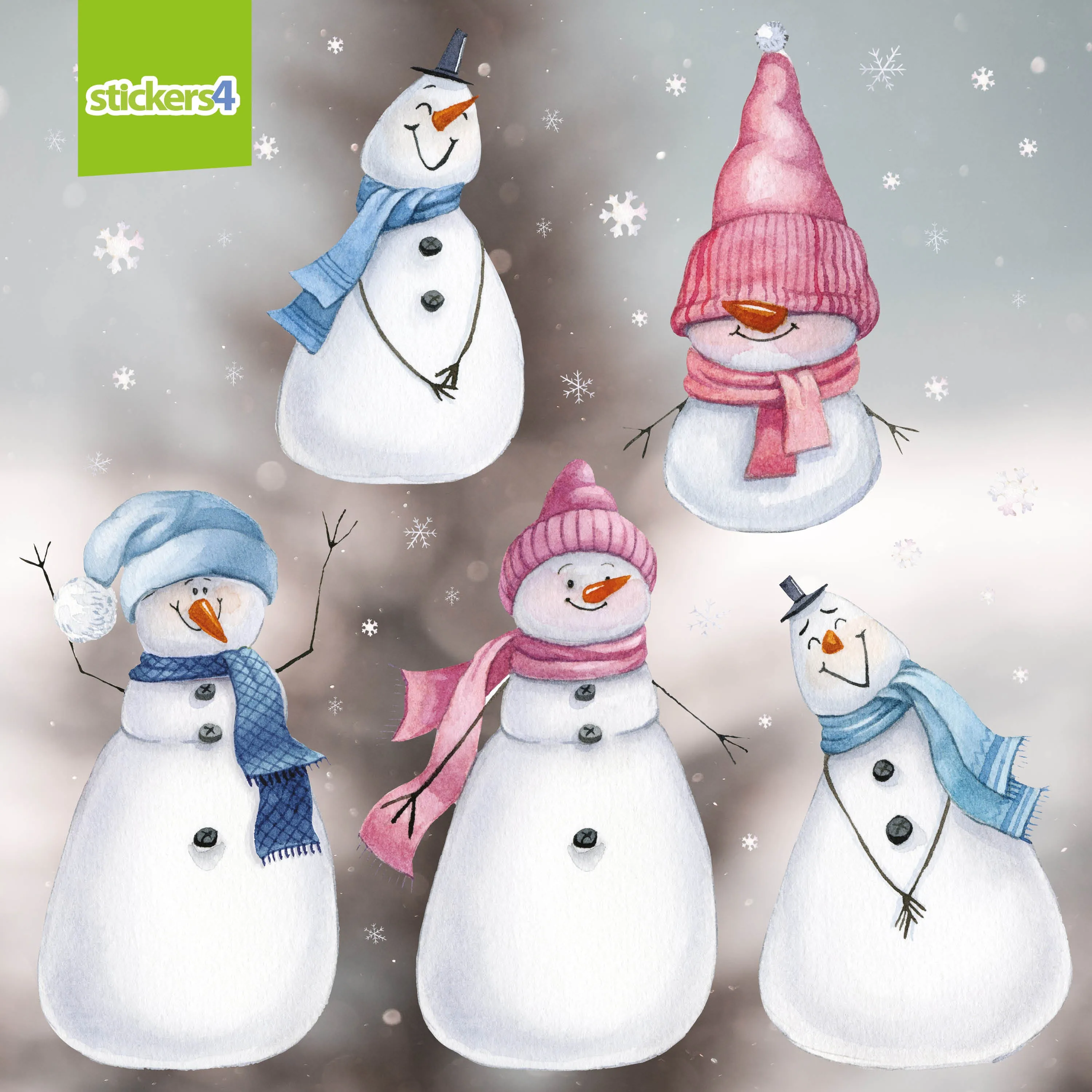 GIANT Size Loveable Snowmen Window Stickers