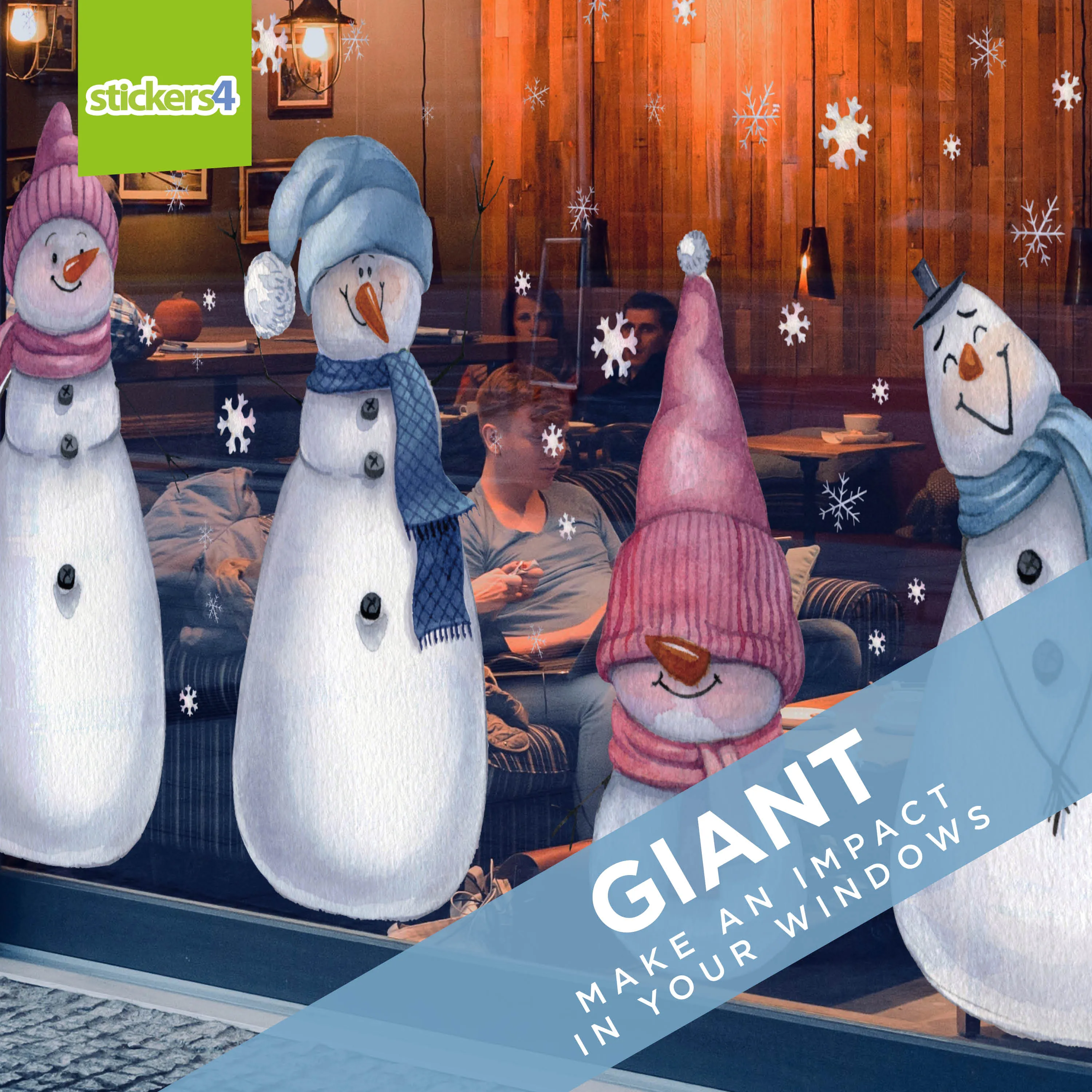 GIANT Size Loveable Snowmen Window Stickers