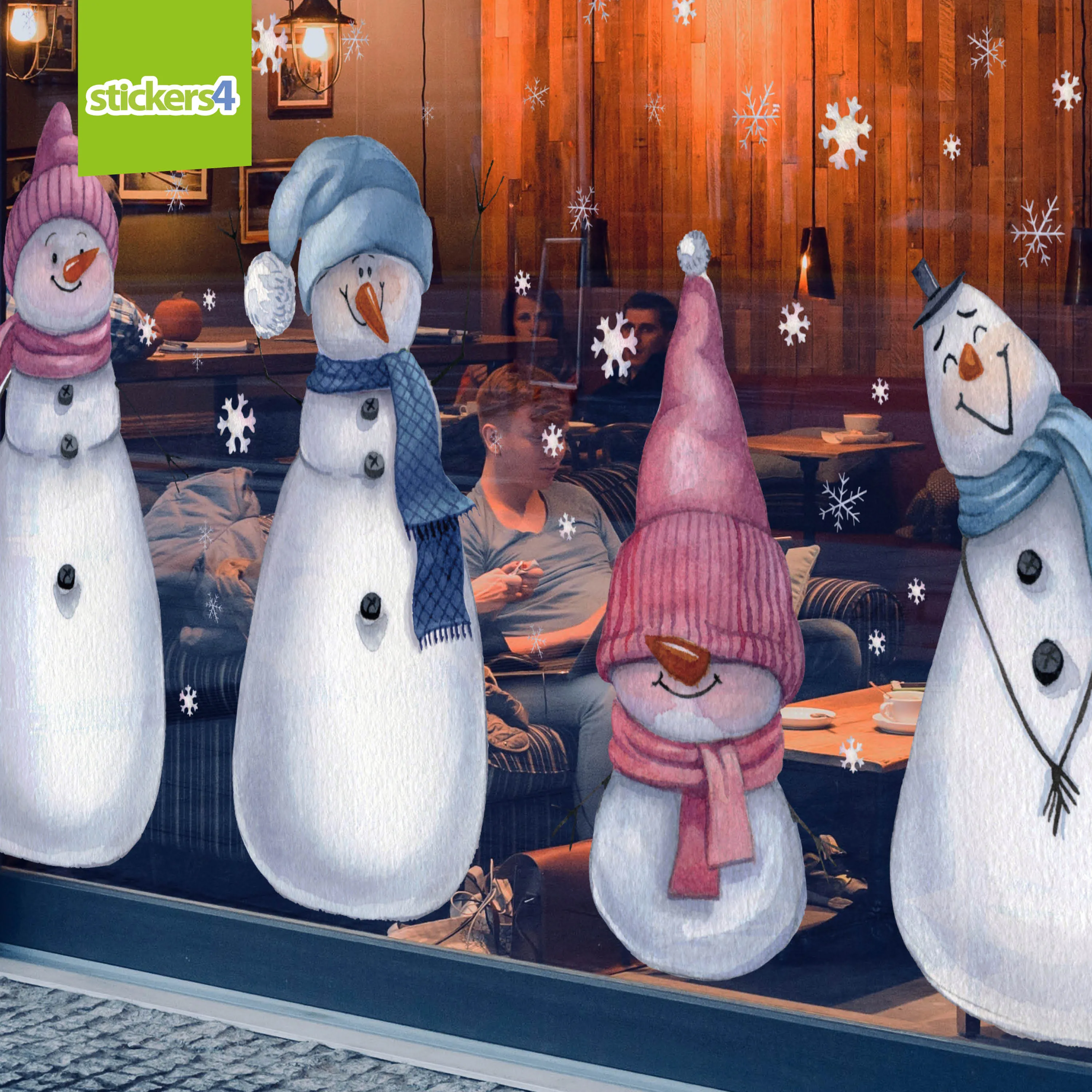 GIANT Size Loveable Snowmen Window Stickers
