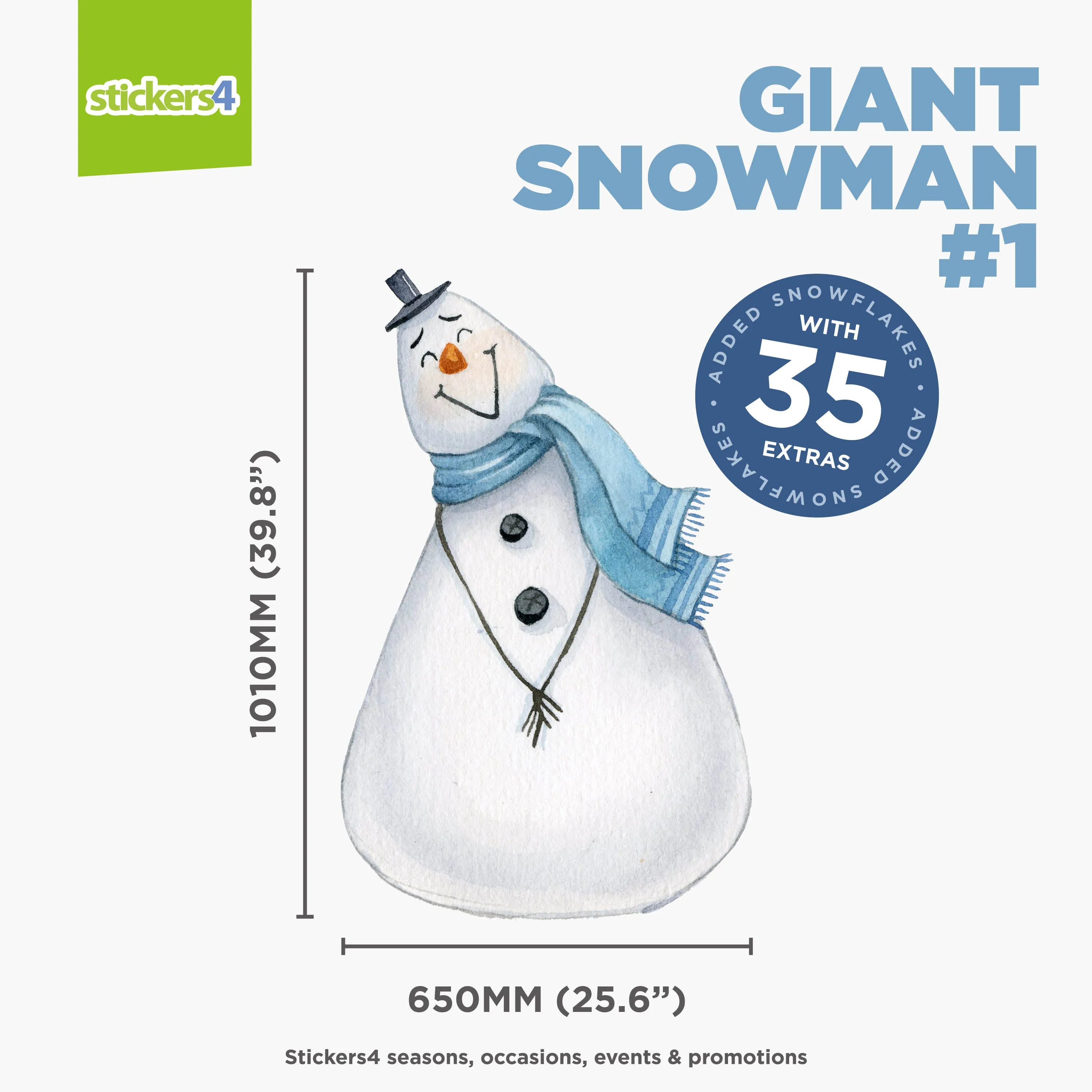 GIANT Size Loveable Snowmen Window Stickers