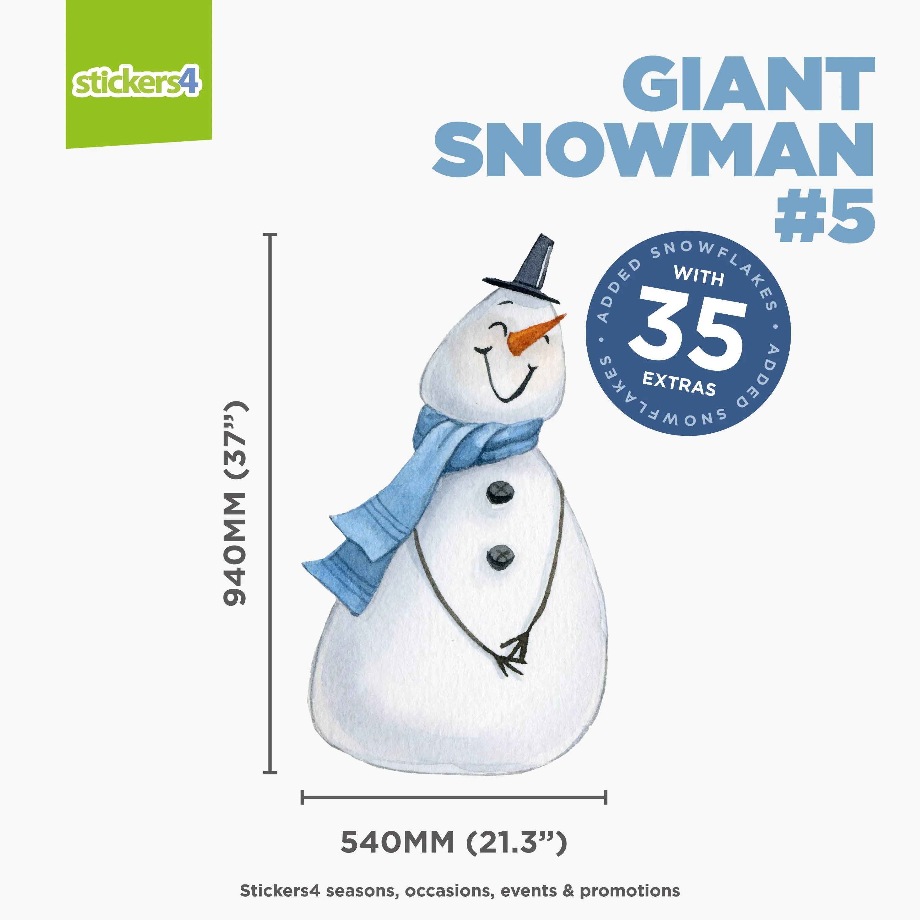 GIANT Size Loveable Snowmen Window Stickers