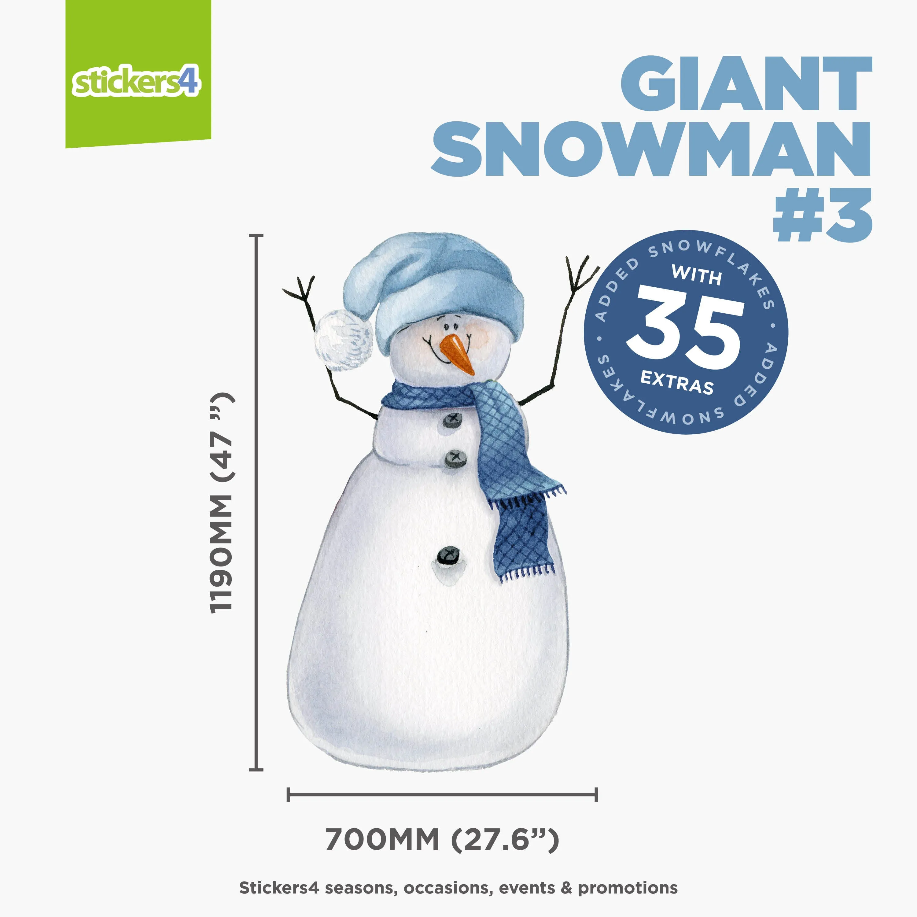 GIANT Size Loveable Snowmen Window Stickers