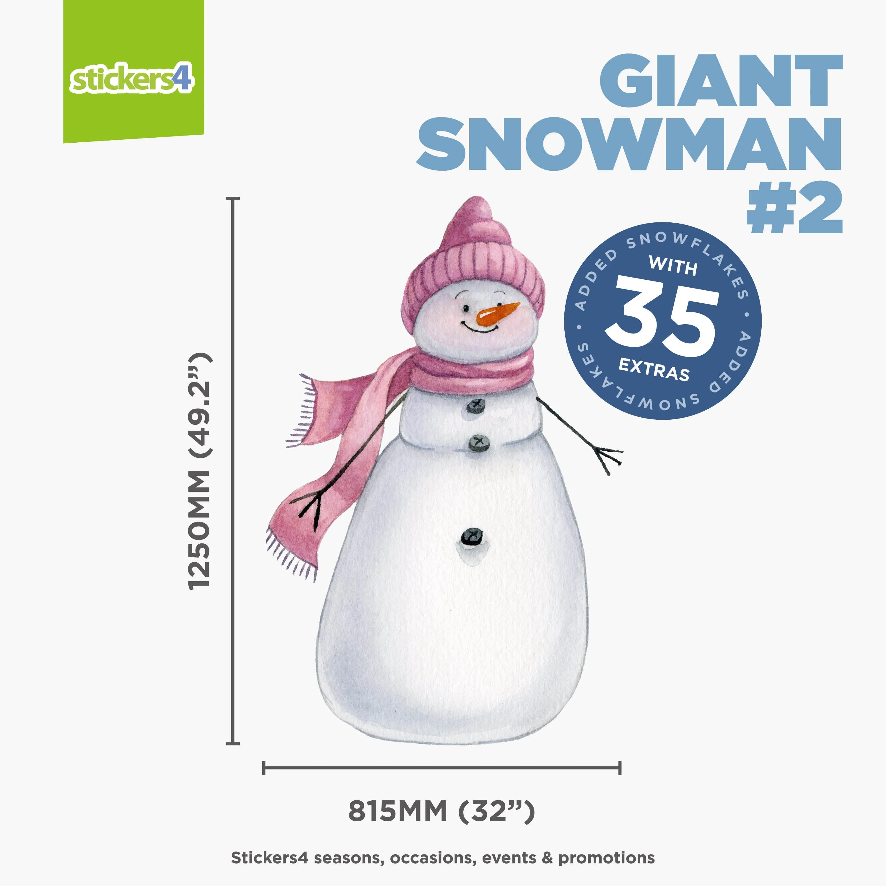 GIANT Size Loveable Snowmen Window Stickers