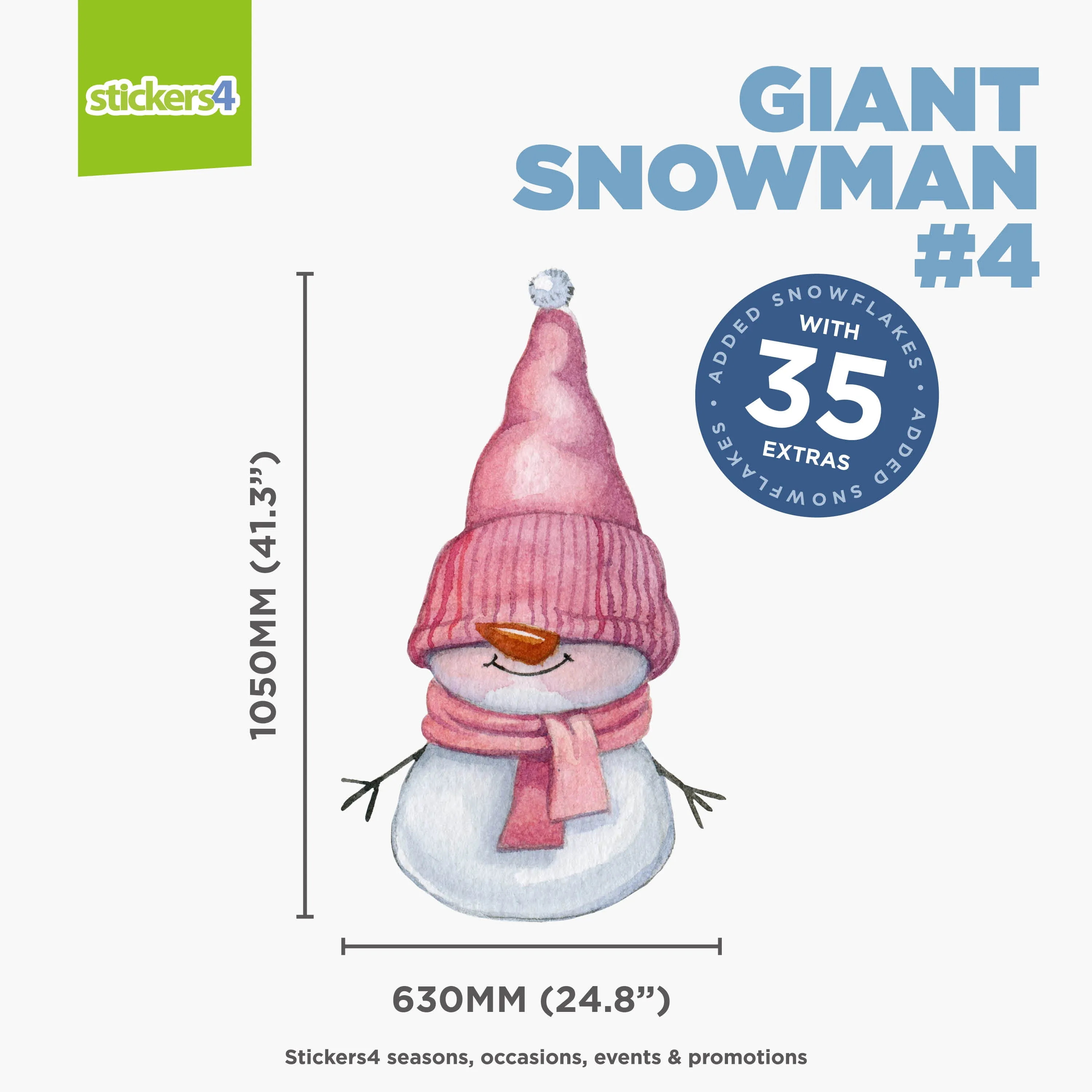 GIANT Size Loveable Snowmen Window Stickers