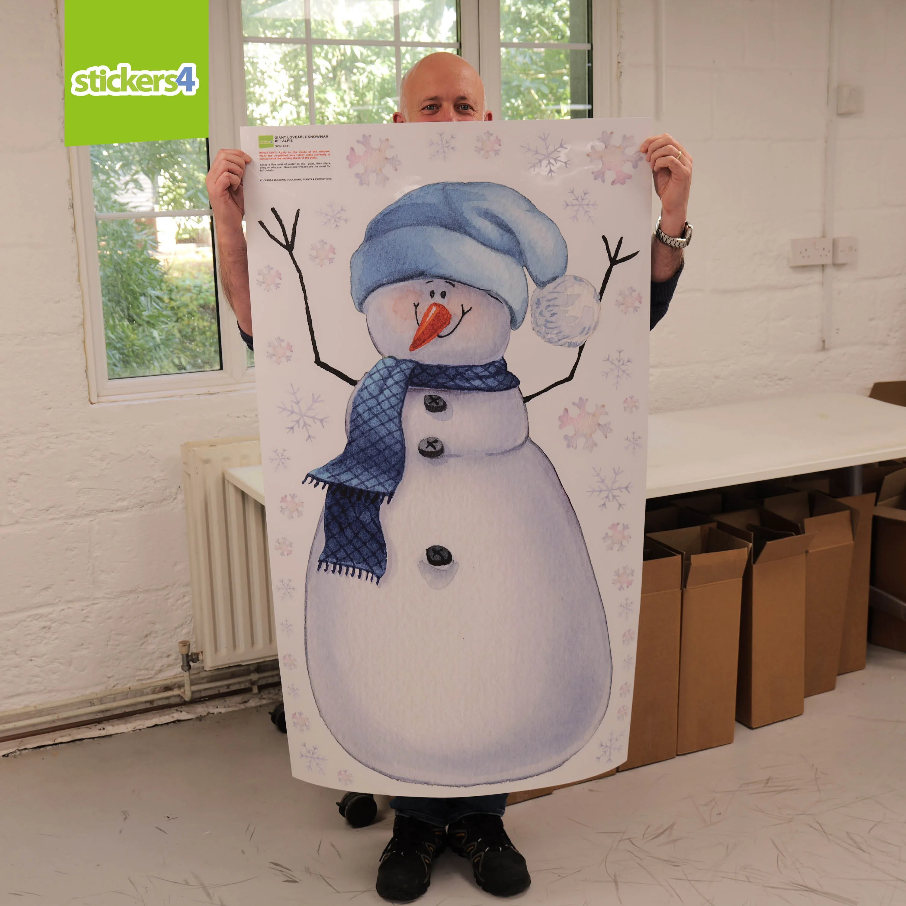 GIANT Size Loveable Snowmen Window Stickers