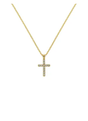 Gold Crystal Cross Pendant Necklace