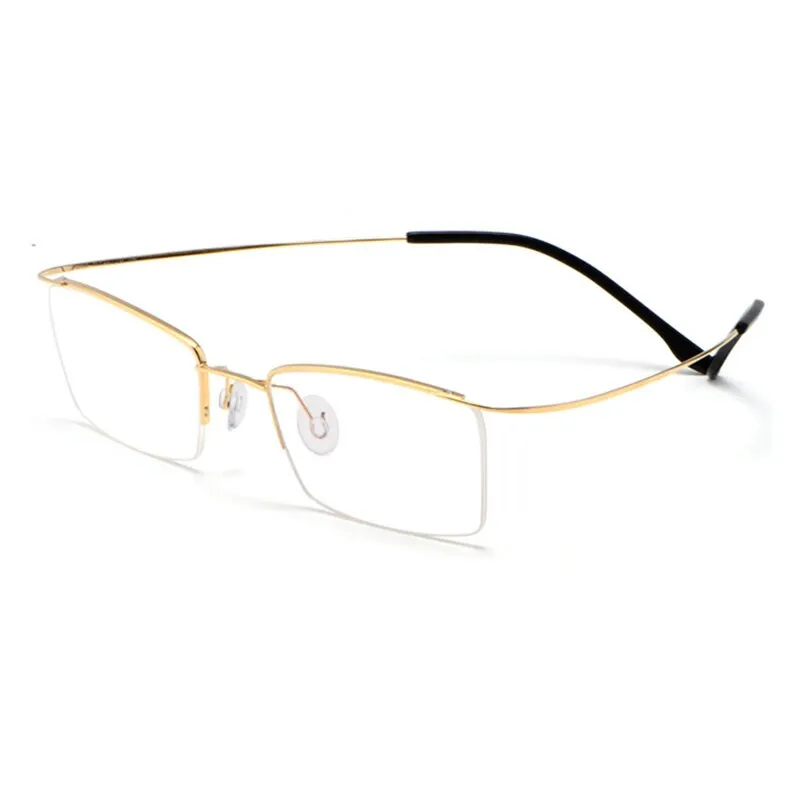 Hotochki Men's Semi Rim Rectangle Titanium Frame Eyeglasses 30004